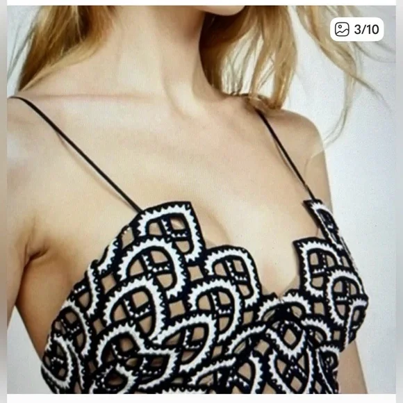 Self-Portrait navy and white azalea dress size 8 - Picture 4 of 6